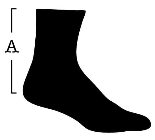 High Sock with measurement for (A) Length