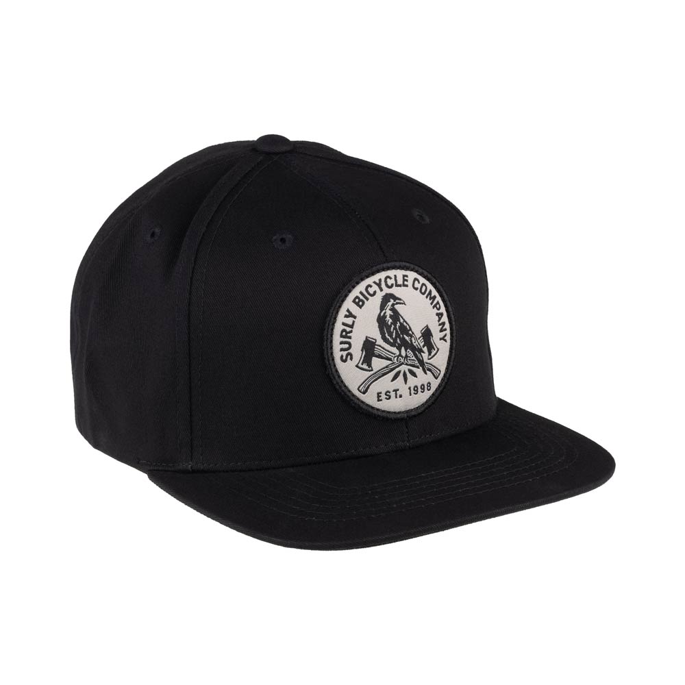 Dark Feather Snapback Hat, front view on white background