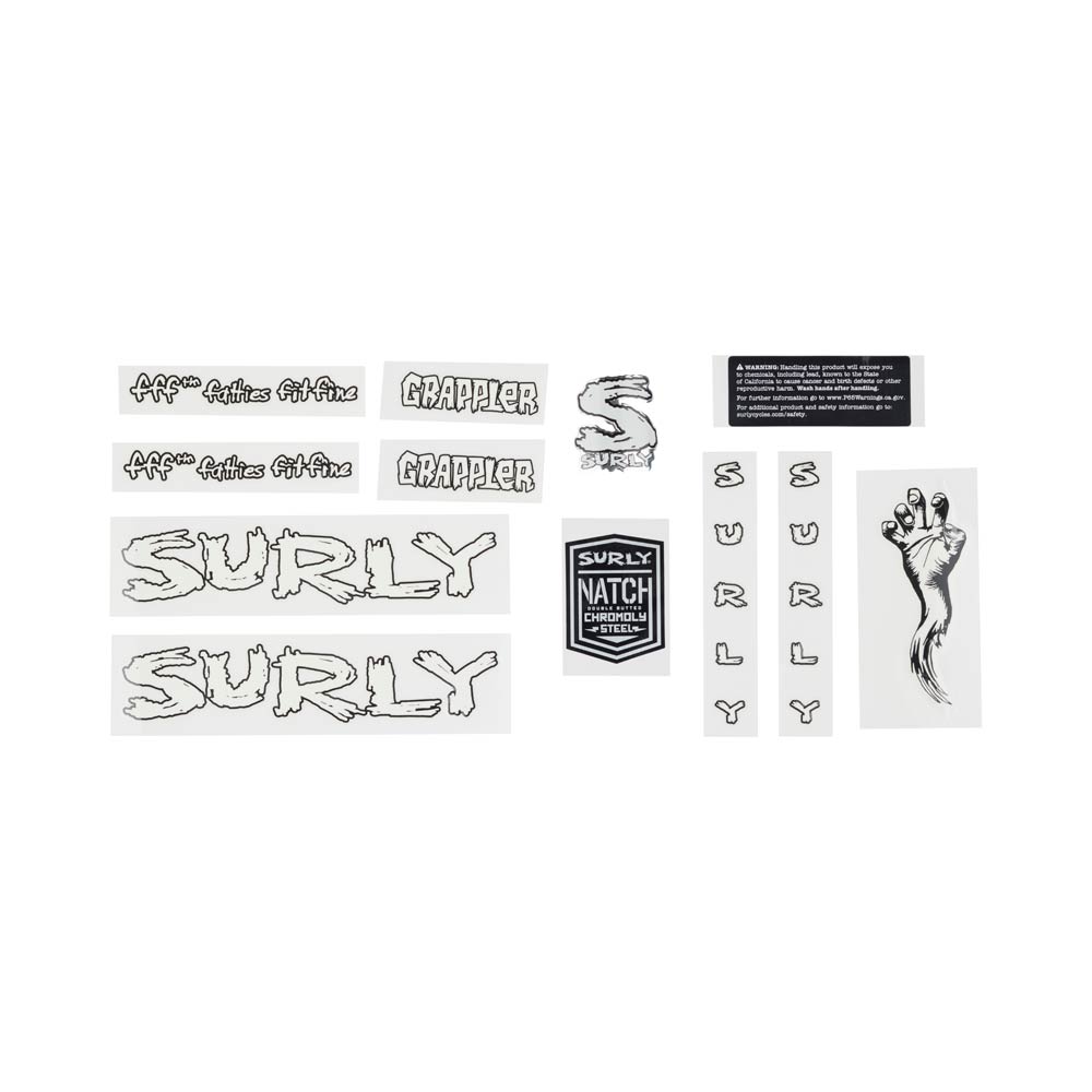 Surly Grappler decal set white with headbadge