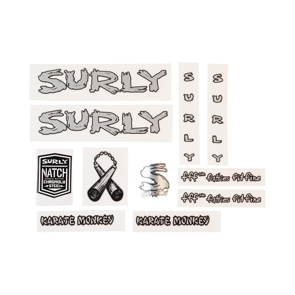 Surly Karate Monkey Frame Decal Set - Metallic Silver