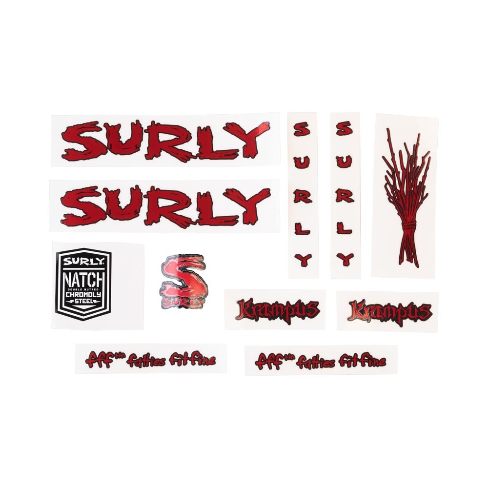 Surly Krampus Frame Decal Set - Metallic Red, with Sticks