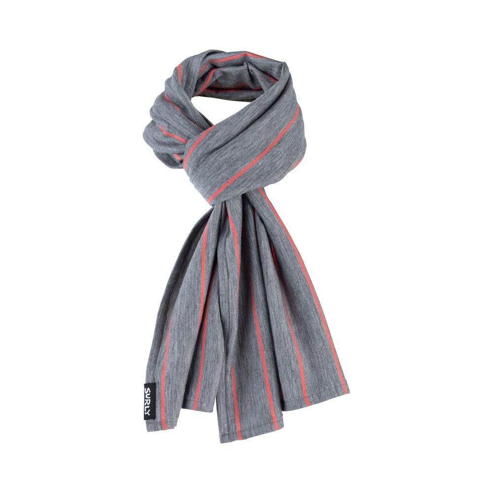 Surly Merino Wool Scarf: Gray/Orange Stripe, One Size