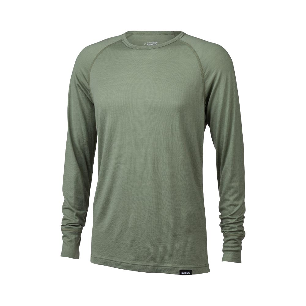 Surly Raglan Shirt Sage Green, front on white background