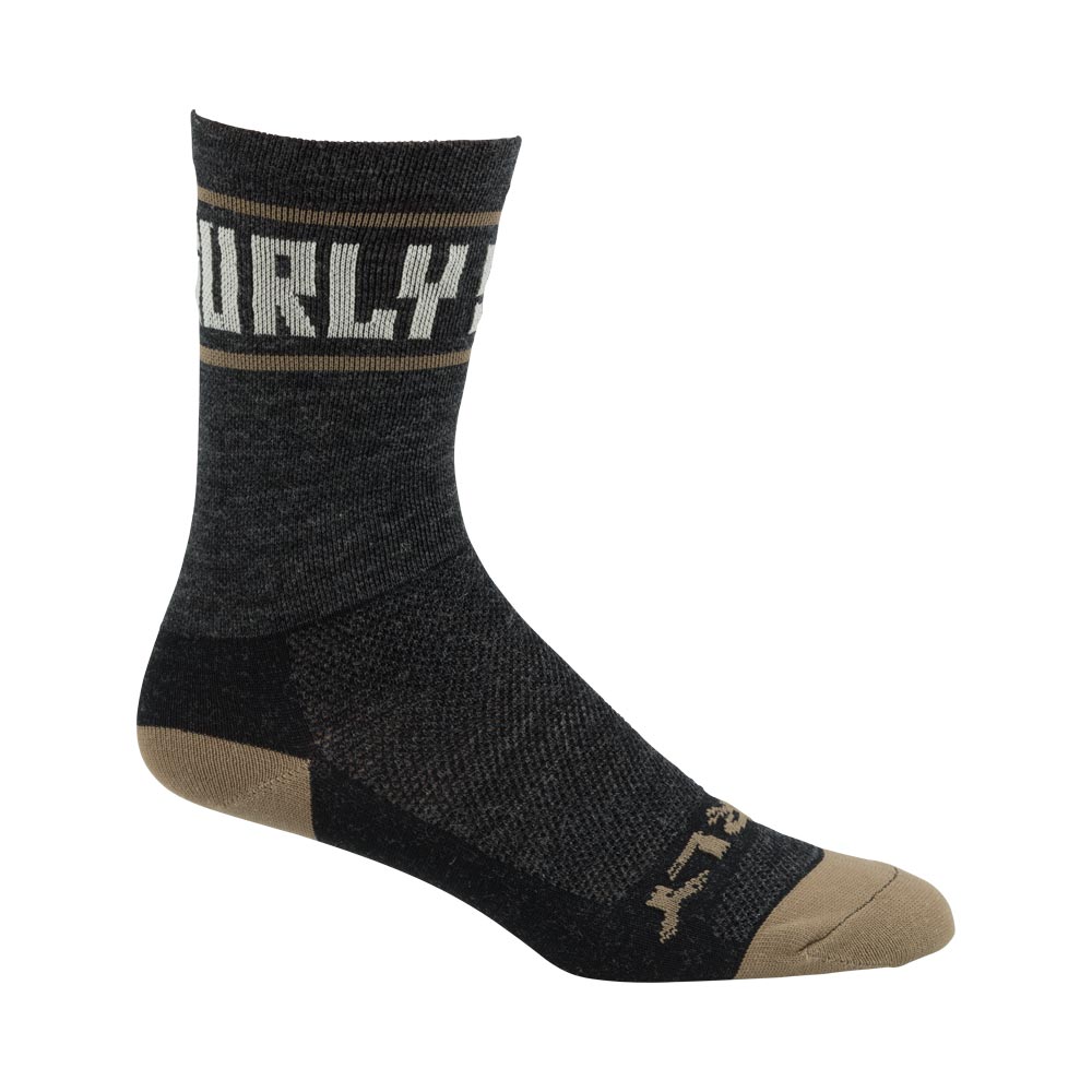 Surly Sports Logo 5" Wool Sock, Black/Cream