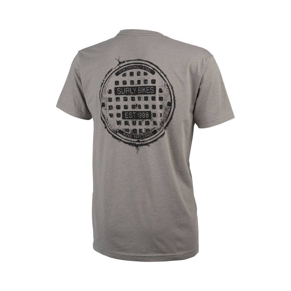 Surly The Ultimate Frisbee Men's T-Shirt, back, grey, on white background