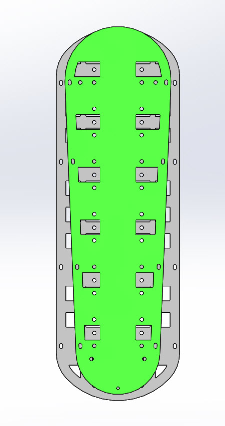 CAD illustration of a Surly Bike Fat Dummy bike deck -  comparison - right side